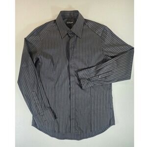 7 Diamonds Button Down Mens L Pinstripe Black Stretch Long Sleeve Dress Shirt